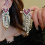 Pink Heart Crystal Earrings