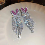 Pink Heart Crystal Earrings