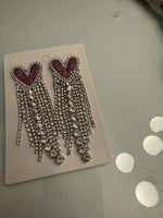 Pink Heart Crystal Earrings