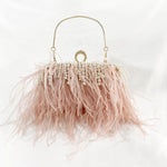 Feather Pearl Tassel Clutch