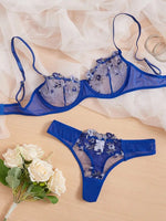 Floral Embroidery Lingerie Set