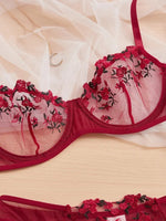 Floral Embroidery Lingerie Set