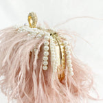 Feather Pearl Tassel Clutch