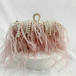 Feather Pearl Tassel Clutch