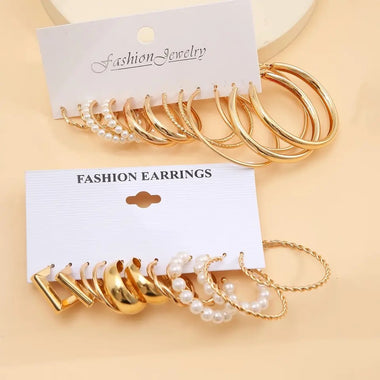 Gold Hoop Earrings Set