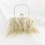 Feather Pearl Tassel Clutch