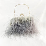 Feather Pearl Tassel Clutch