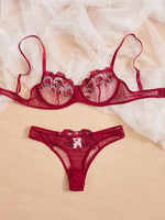 Floral Embroidery Lingerie Set