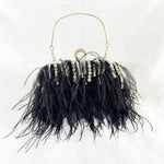 Feather Pearl Tassel Clutch