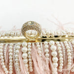 Feather Pearl Tassel Clutch